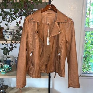 Max Studio Vegan Light Brown Leather Jacket
